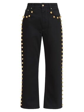 NWT Paco Rabanne Studded Straight-Leg Jeans - Black - Size 29